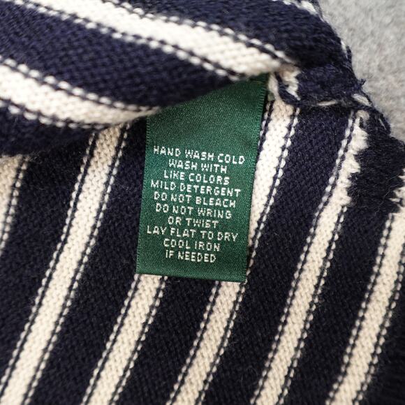 Ralph Lauren Sweater Womens Small Petite Navy White Striped Nautical Cowl Neck - Picture 4 of 9